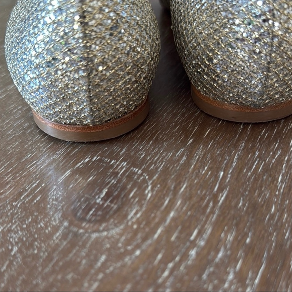 Jimmy Choo Sparkling Silver Alina Flats - Picture 4 of 8
